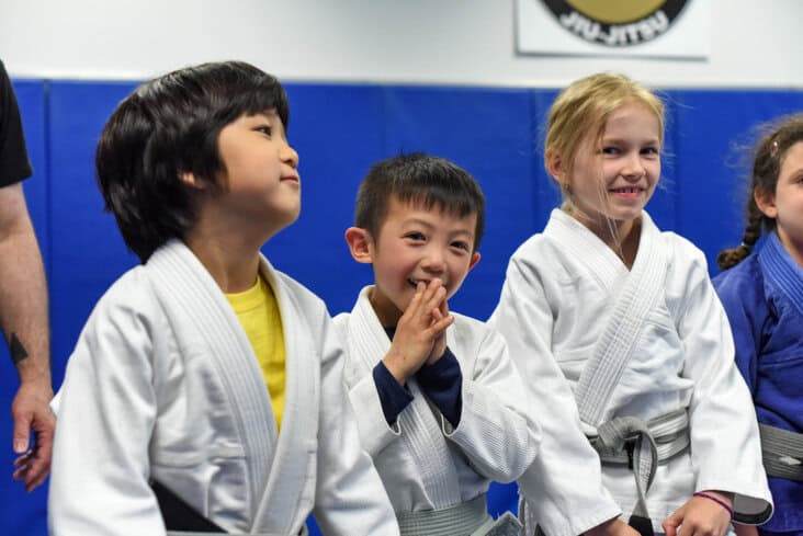 Young children learning Brazilian Jiu-Jitsu in a Little Kids class in Fair Lawn, NJ
