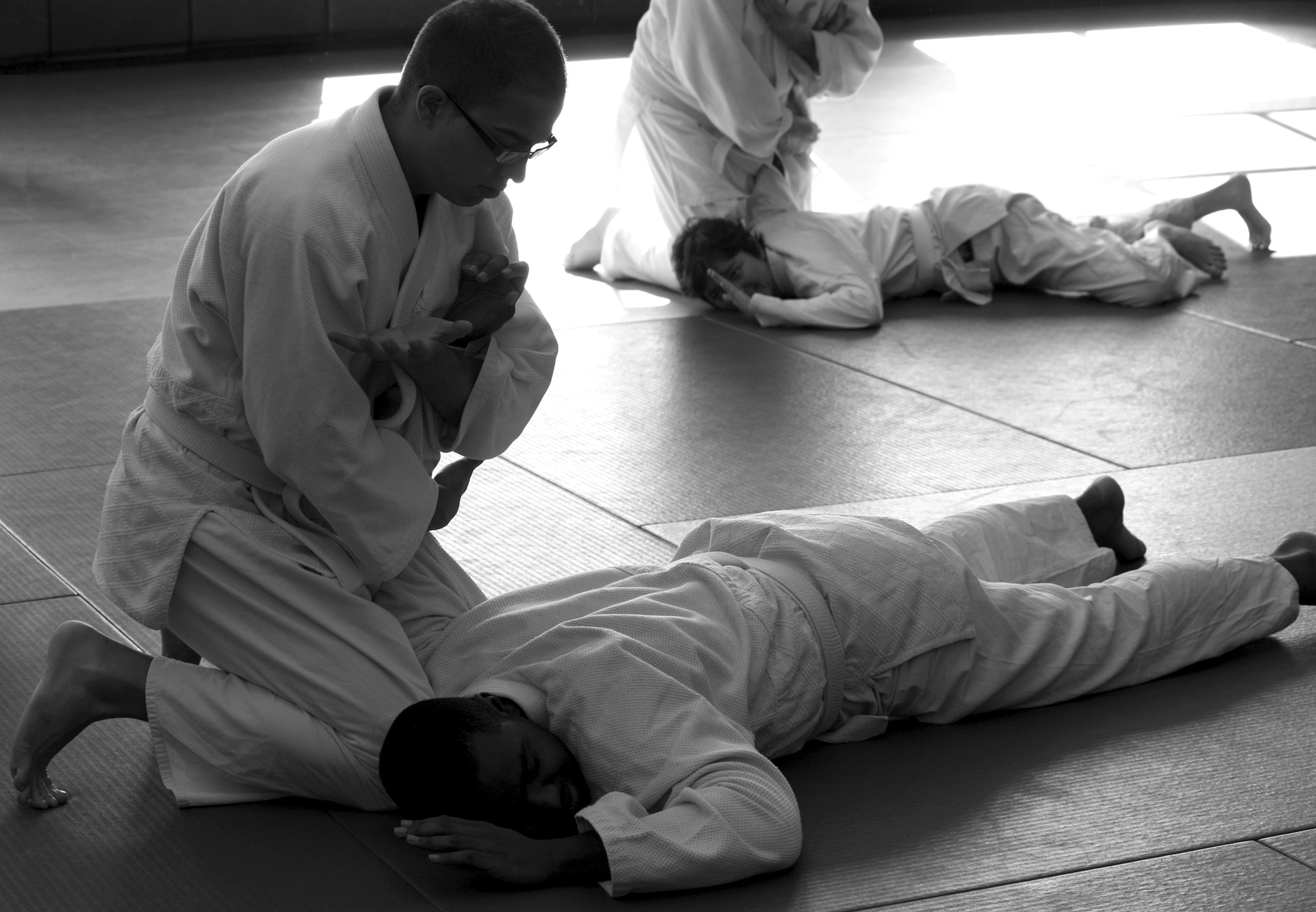 White belt drilling beginner Jiu-Jitsu moves